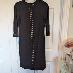 Karen Kane Black Midi Dress with Gold Stud Detail